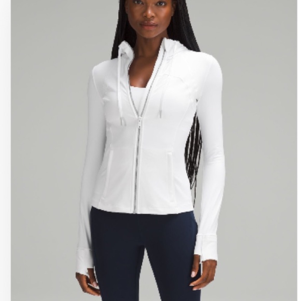 White hooded define jacket